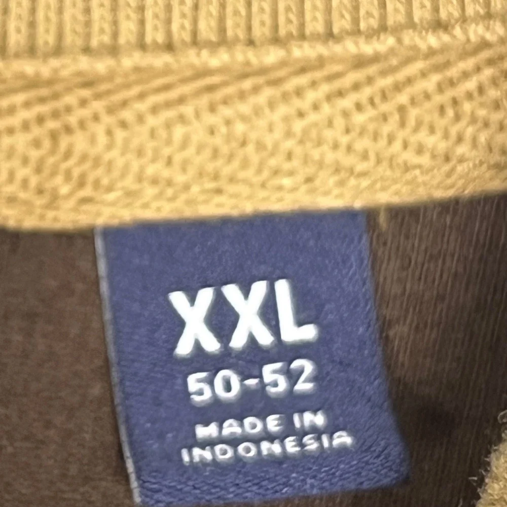 Lands End Quarter Zip Pullover Mens XXL Brown Excellent Corduroy Trim Mock Neck